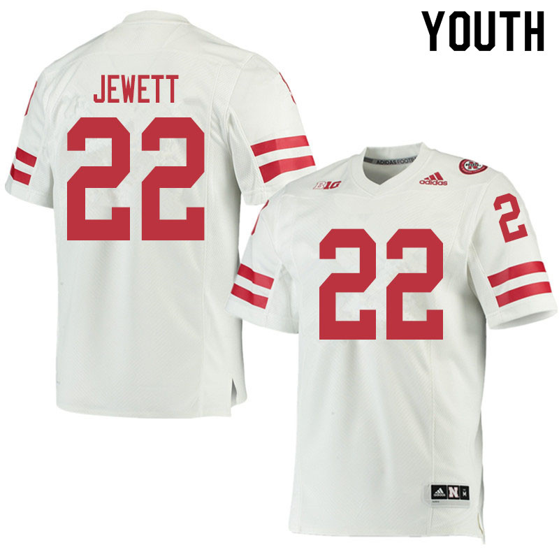 Youth #22 Cooper Jewett Nebraska Cornhuskers College Football Jerseys Sale-White